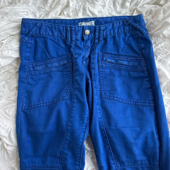 Free People Bright Royal Blue Utility Pants - Picture 4 of 5